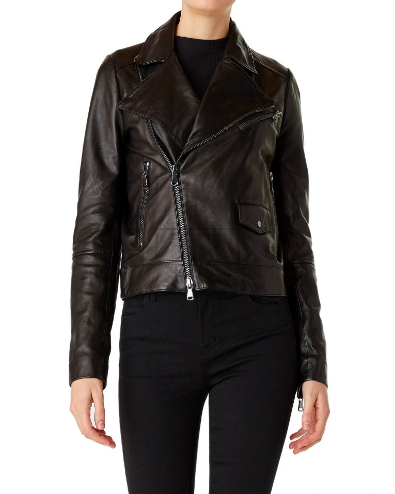 Women Dark Brown Leather Jacket - image 3