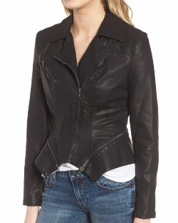 Women Slim Black Leather Jacket - image 3