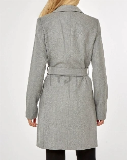 Women Grey Wool Trench - image 2
