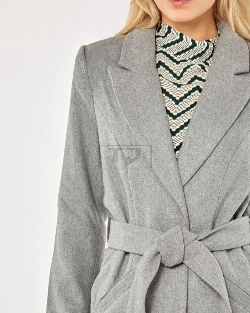 Women Grey Wool Trench - image 4