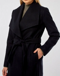 Women Navy Blue Wool Coat - image 4