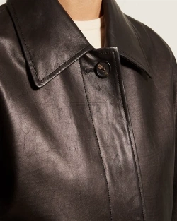 Women Dark Brown Leather Trench - image 5