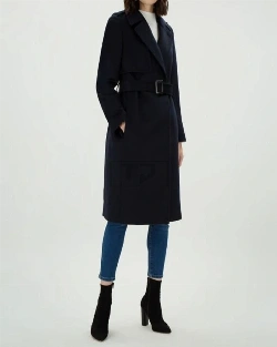 Women Dark Blue Long Trench - image 1