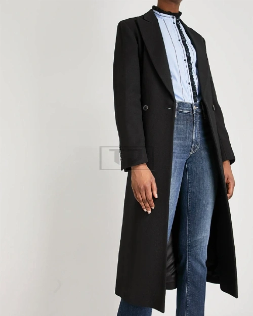Women Rich Black Wool Coat - image 1