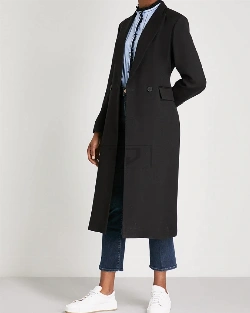 Women Rich Black Wool Coat - image 3