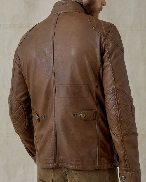 Men Lambskin Leather Field Jacket In Walnut Color - image 2