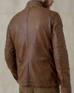 Men Lambskin Leather Field Jacket In Walnut Color - image 2