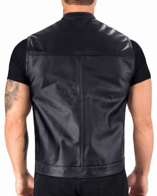 Dapper Black Biker Leather Vest - image 3