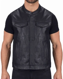 Dapper Black Biker Leather Vest - image 1