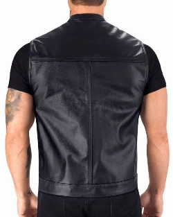 Dapper Black Biker Leather Vest - image 3