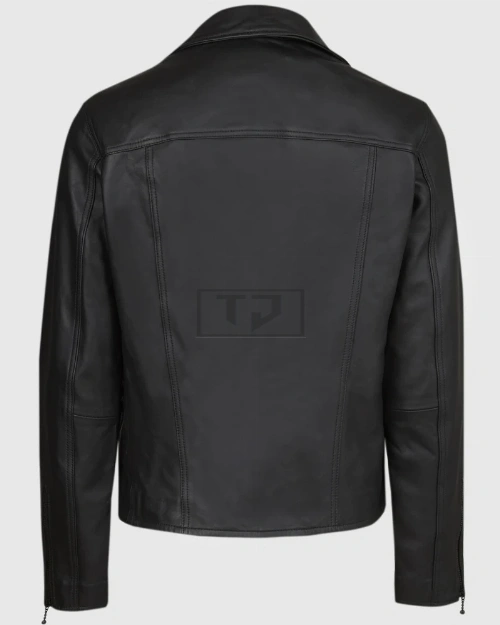 men leather biker jacket in black colour - image 3