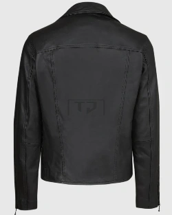 men leather biker jacket in black colour - image 3