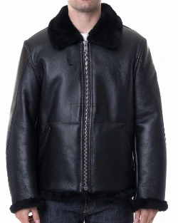 Men's Sheepskin B3 Jacket In Black - image 1