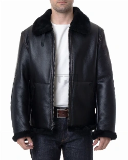 Men's Sheepskin B3 Jacket In Black - image 2