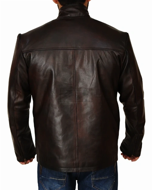 Mens Dark Brown Leather Jacket - image 3