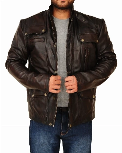 Mens Dark Brown Leather Jacket - image 1