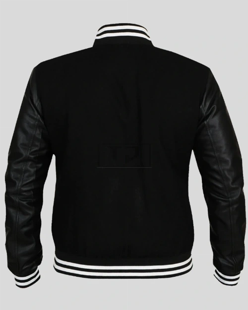 Men's Captivating Deep Black Varsity Jacket - image 3