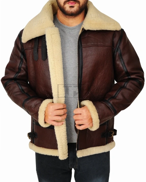 Men Shearling B3 Bomber Jacket - image 2