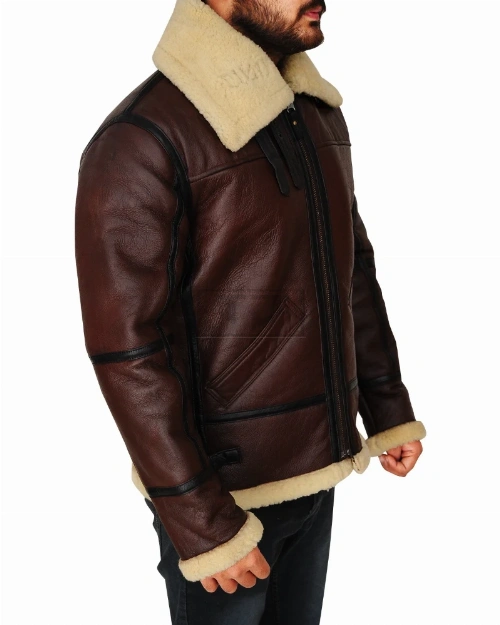 Men Shearling B3 Bomber Jacket - image 4