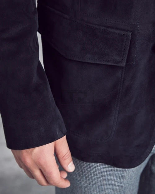 Men Black Suede Leather Jacket - image 4