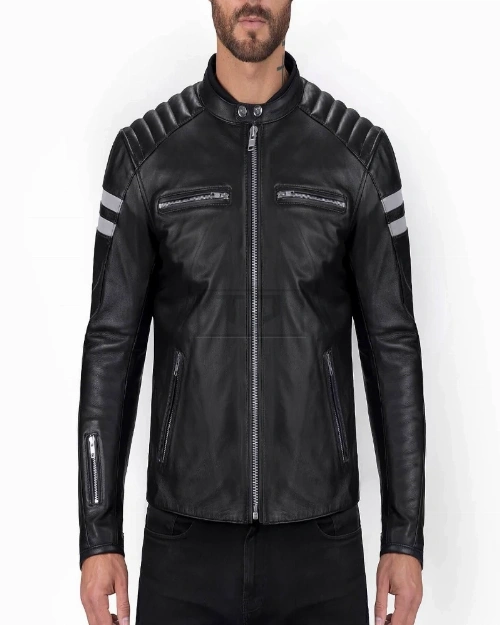 Men Black Jacket With White Strips - image 1