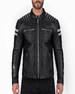 Men Black Jacket With White Strips - image 1