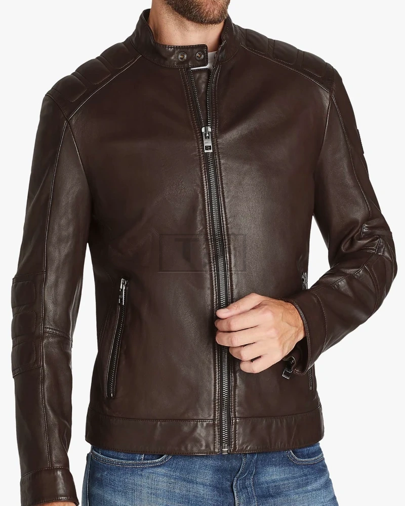 Brown Colour Biker Jacket for Men - image 1