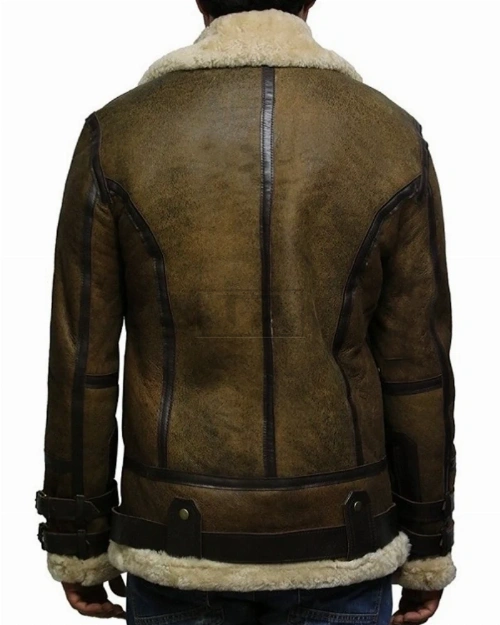 Brown B3 Bomber Men Sheepskin Jacket - image 3