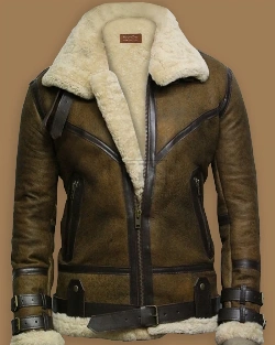 Brown B3 Bomber Men Sheepskin Jacket - image 1