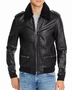 Black Appealing Bomber Real Leather Jacket - image 1