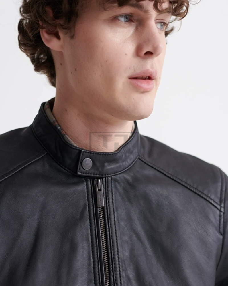 Men Dull Black Leather Jacket - image 5