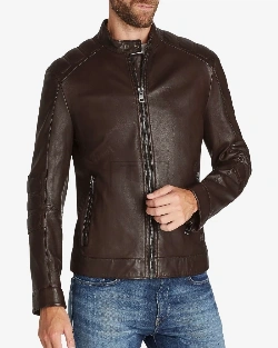 Men Vintage Brown Biker Jacket - image 3