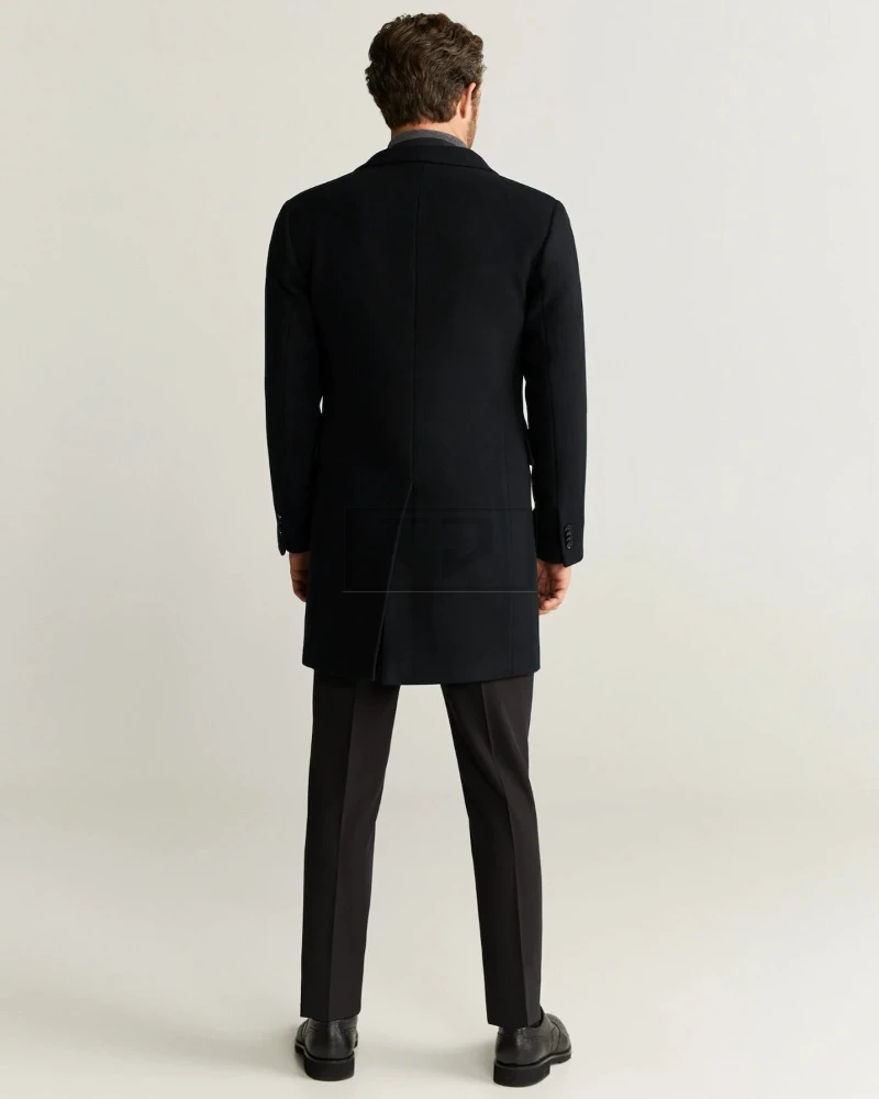 Men Black Tailored Wool Coat - image 2