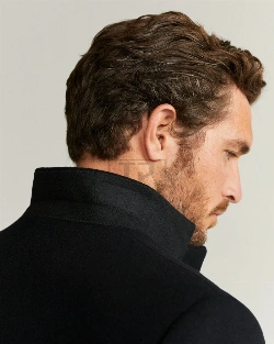 Men Black Tailored Wool Coat - image 4
