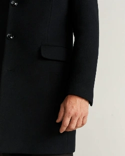 Men Black Tailored Wool Coat - image 5