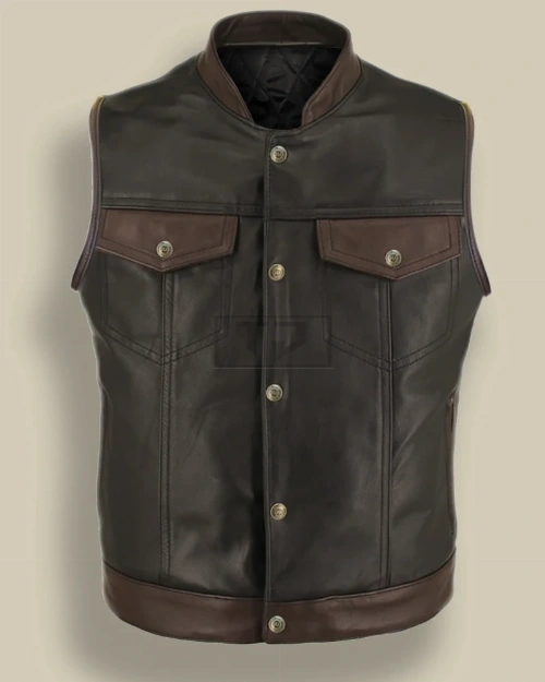 Men Two Tone Leather Vest - image 1