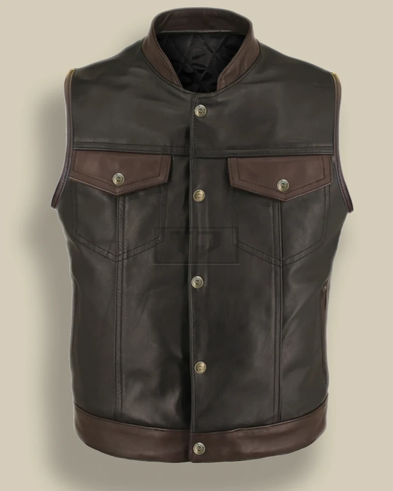 Men Two Tone Leather Vest - image 1