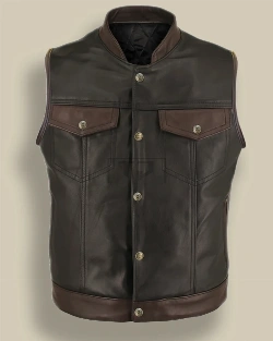 Men Two Tone Leather Vest - image 1