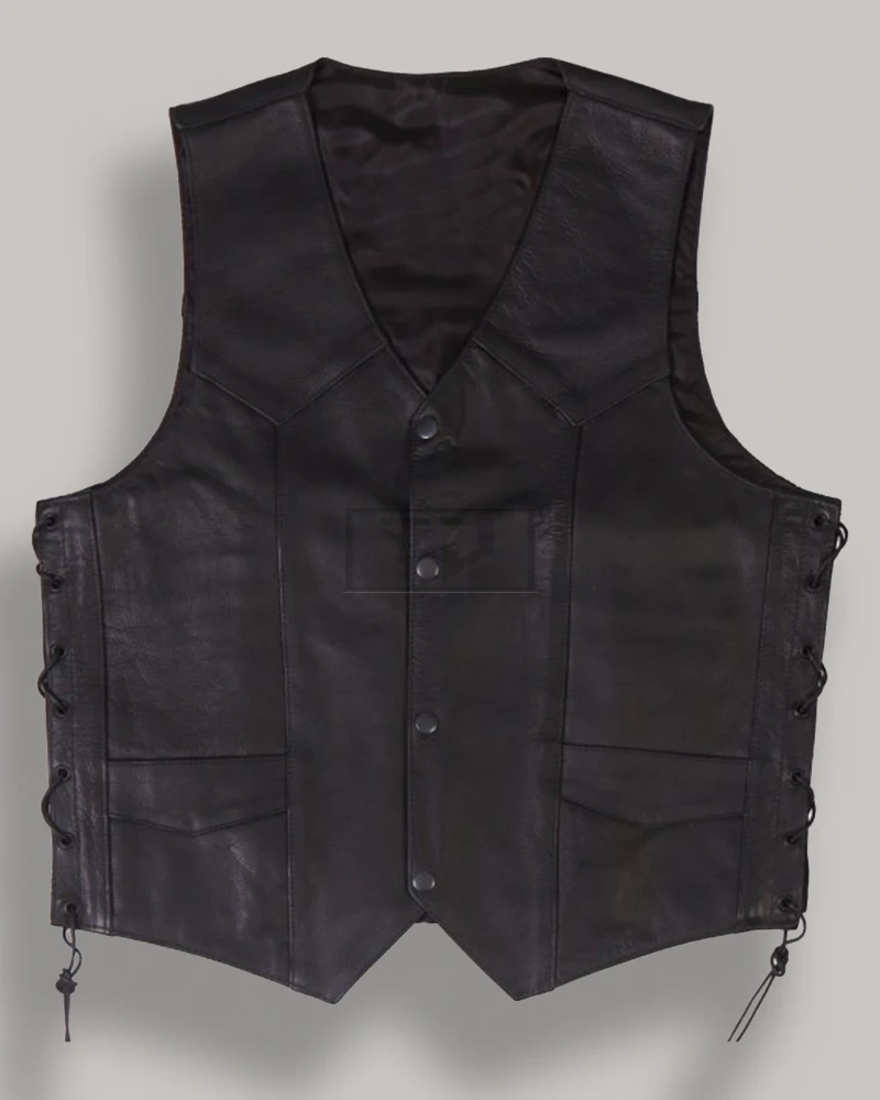 Men Cowhide Leather Vest - image 1