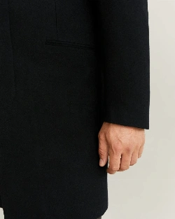Men Jet Black Wool Trench - image 5
