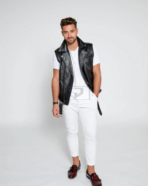 Men Biker Leather Vest - image 1