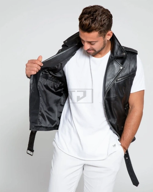 Men Biker Leather Vest - image 4