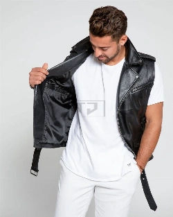 Men Biker Leather Vest - image 4