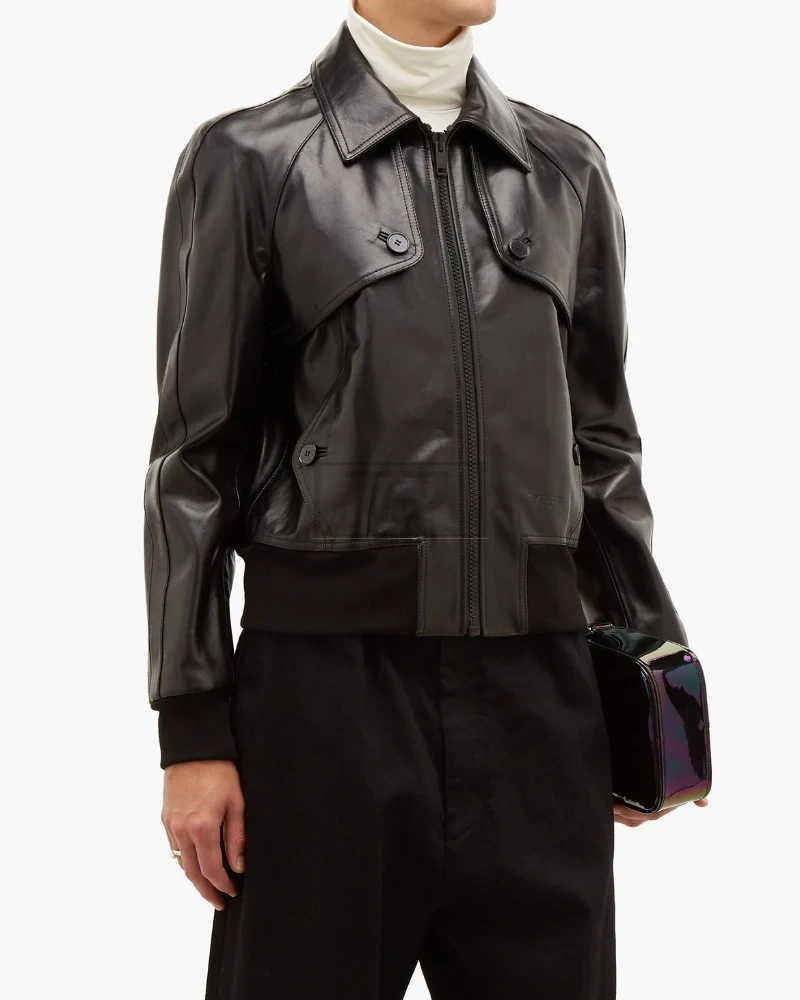 Men Classic Military Leather Jacket - image 3