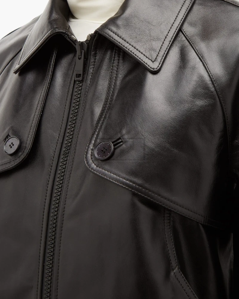 Men Classic Military Leather Jacket - image 4