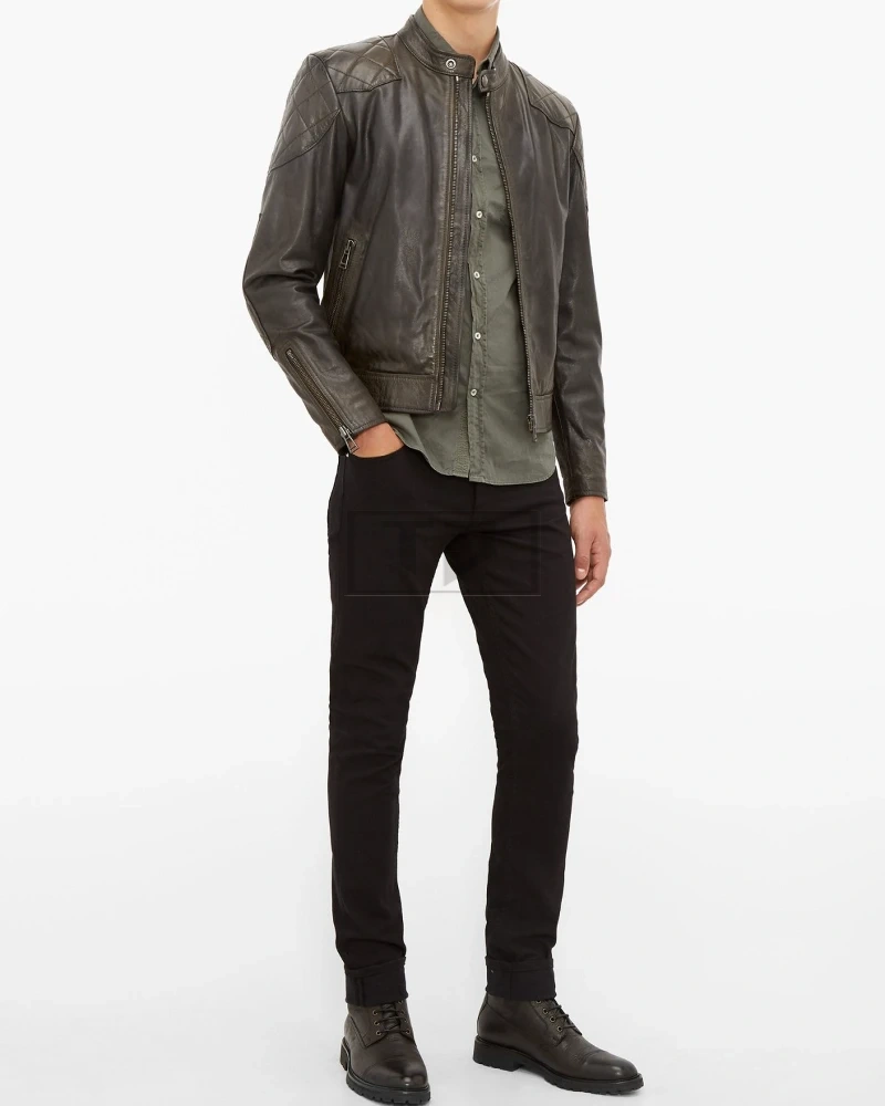 Men Stylish Brown Leather Jacket - image 1