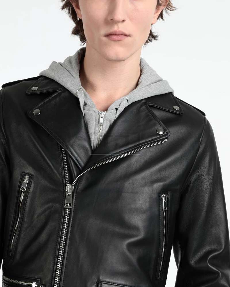 Men Stylish Biker Leather Jacket - image 2