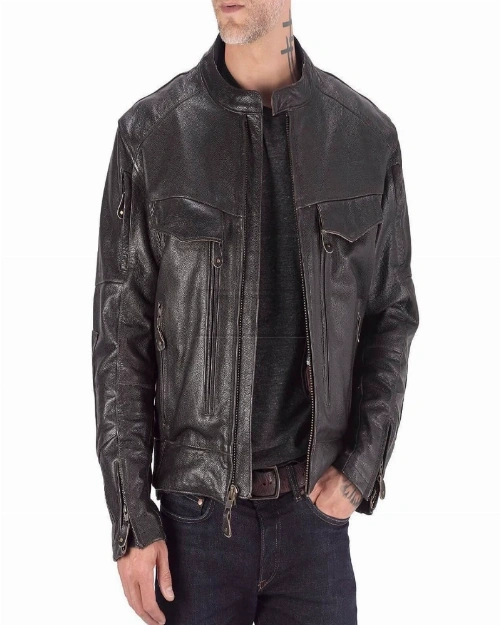 Men Classic Motorcycle Jacket - image 1