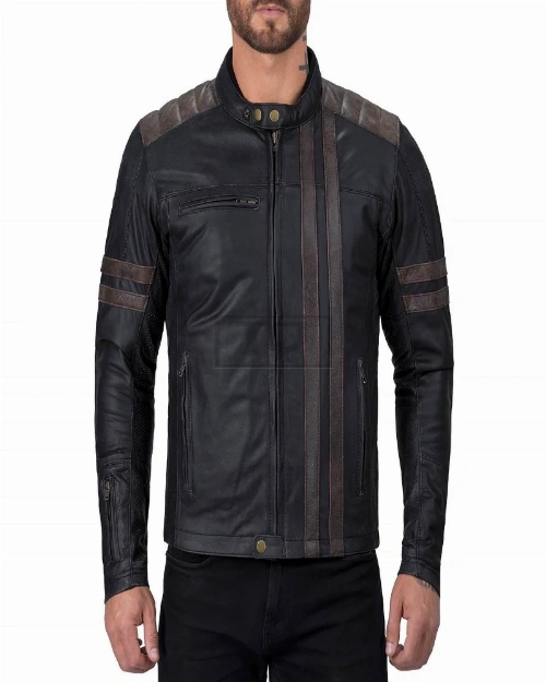 Men Black Riding Leather Jacket - image 1