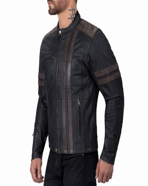 Men Black Riding Leather Jacket - image 3
